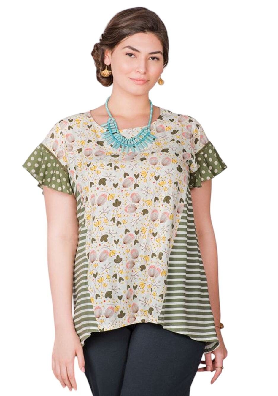 Matilda Jane Gentle Breeze Floral Mixed Media Prints Short Sleeve Top
